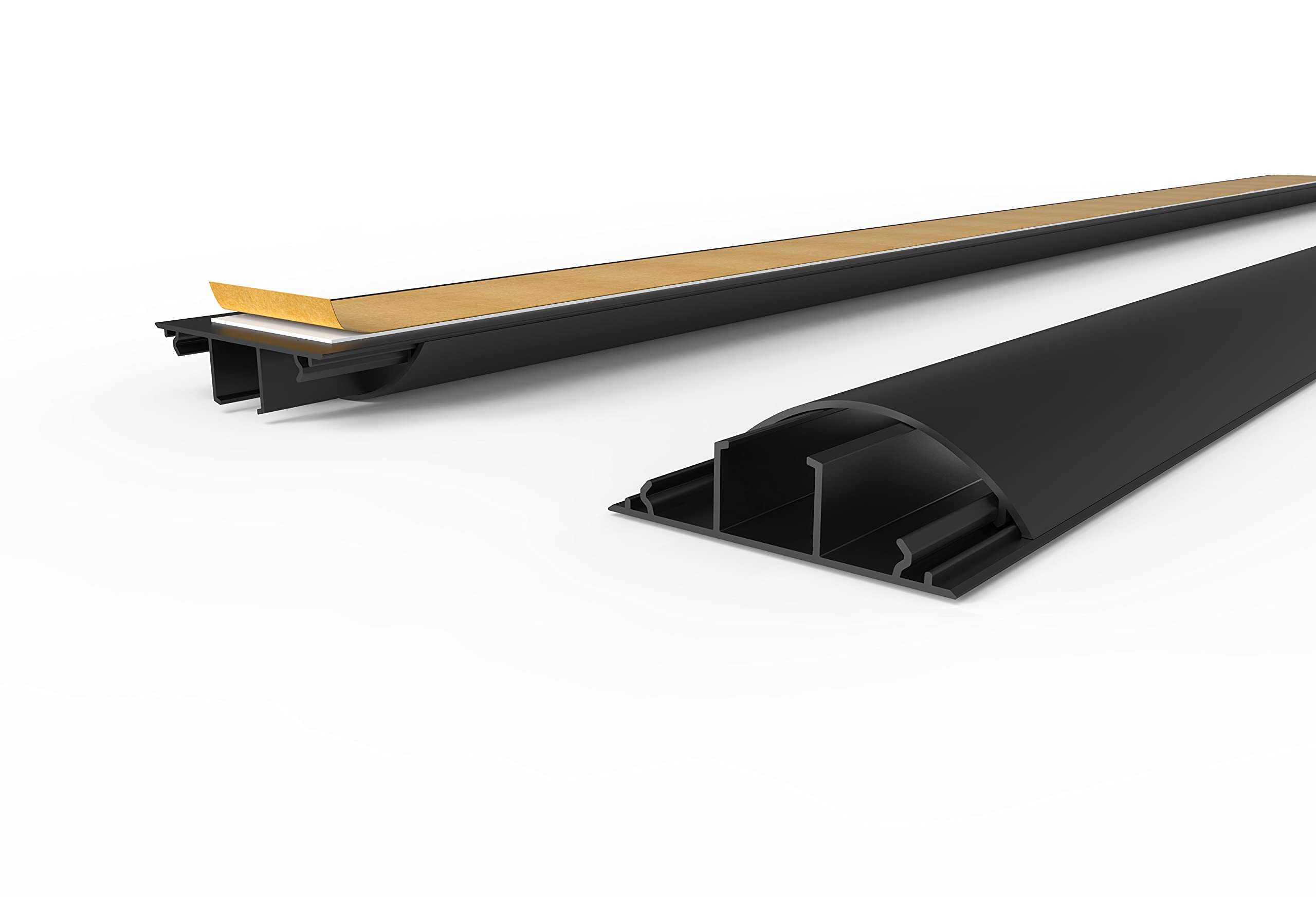 Goulotte de câble Semi-Circulaire autocollante 7 x 2 x 200 cm (l x H x L) - Noir - Jusqu'à 10 câbles - Pont de câble en PVC - Protection Contre Les trébuchements