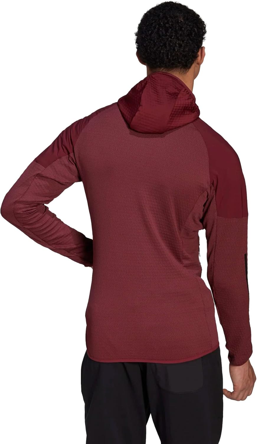 adidas Men's Techrock Flooce Wind Hooded Full Zip Jacket, Shadow Red