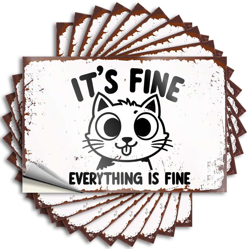 It's Fine Everything is Fine Funny Sticker Patio Bar Accessories Self Adhesive | Rock Helmet Vinyl Sticker Pack for Antimicrobial(6X9CM)