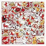 Pegatinas Del Año Nuevo Chino - Pegatinas Impermeables de Caballito Chino,Adhesivos Decoración Año Nuevo Lunar - para Niños Adultos Diario Agenda Manualidades Festival de Primavera