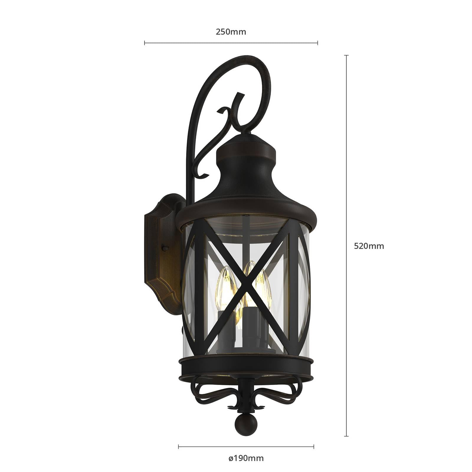 Lindby Wandlampe außen Laterne rostfarben, Aussenwandleuchte IP23 3x E14 max. 40W ohne Leuchtmittel Außenleuchte Hauswand Wandleuchte aussen
