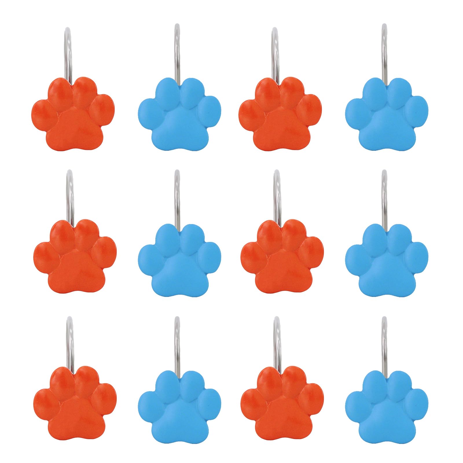 Crochets pour rideau de douche patte de chien bleu orange pour salle de bain