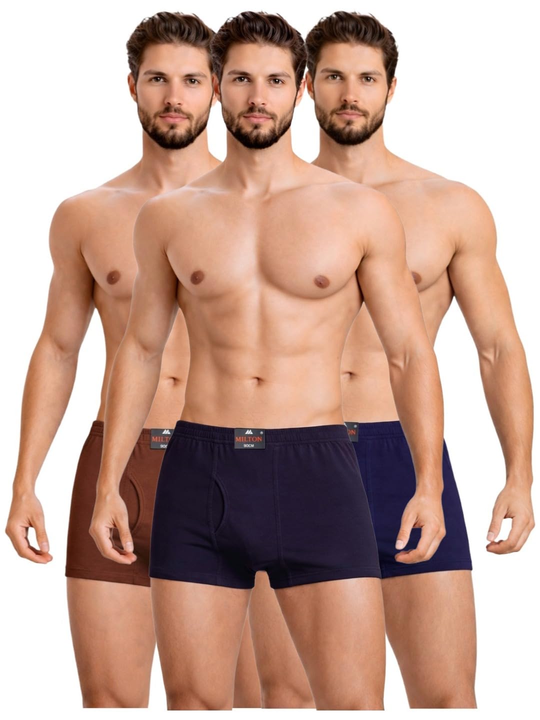 milton ( label) Mens Cotton Boxer Briefs Pack of 3 | Soft Inner Trunks | Stretch Elastic Waistband | Comfortable Underwear (Colors May Vary)-picture-15