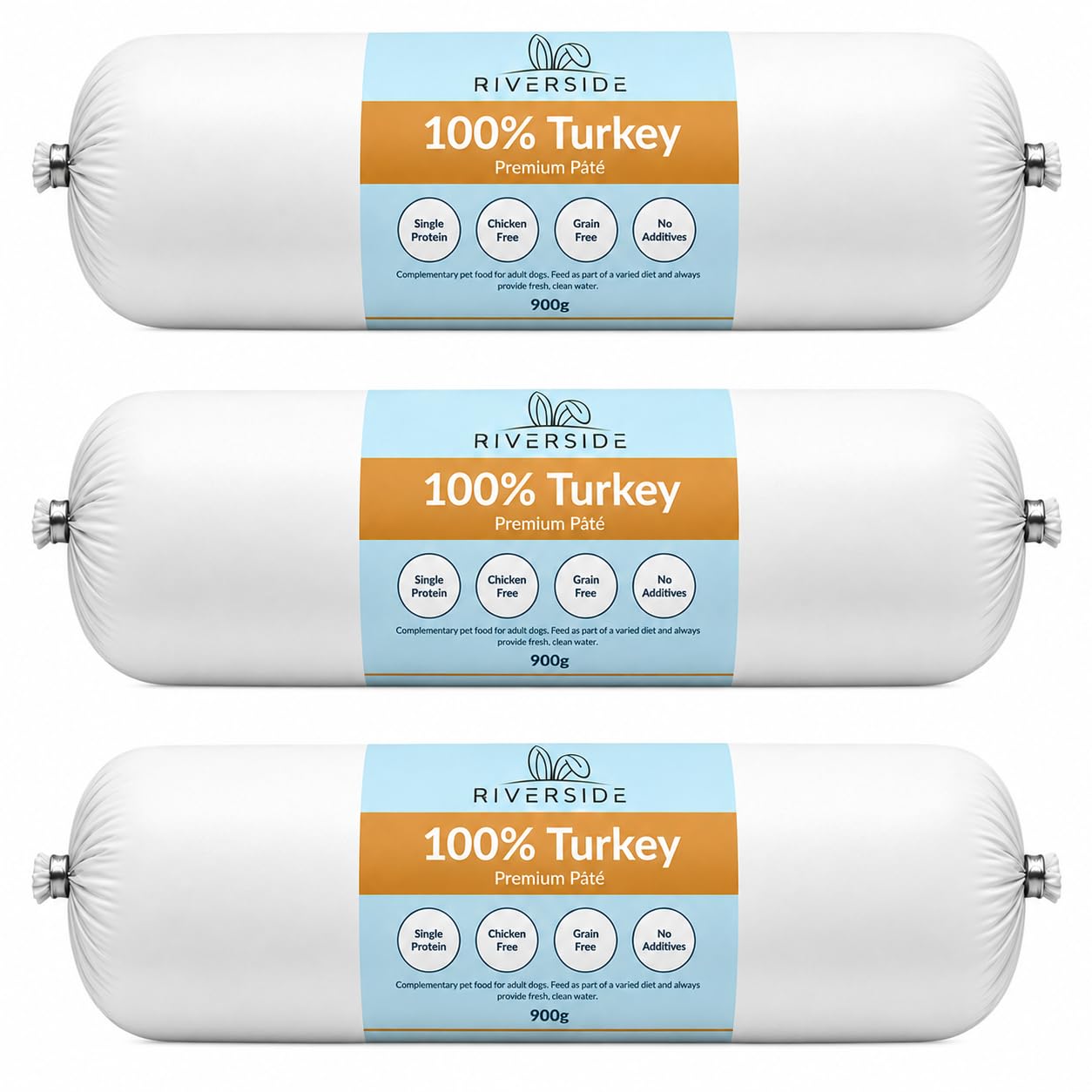 Premium Dog Pate 900g x 3-100% Turkey Pate For Dogs - Chub Roll