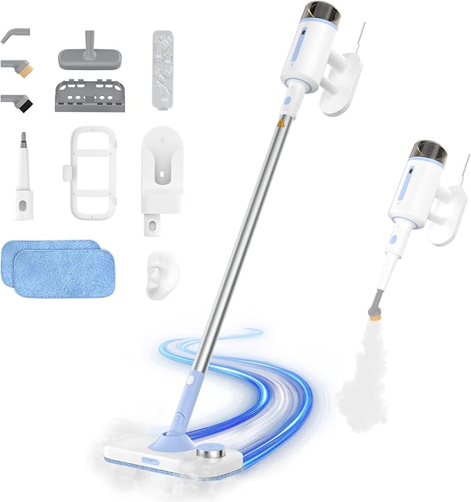 10 in 1 Floor Steamer with Detachable Handheld Steam Cleaner Perfect for Hardwood Floors, Clothes, Windows, Tiles, Furniture, Carpet, Whole Home Use,Steam Mop for Floor Cleaning