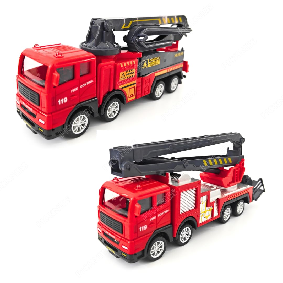 PICKNIES Realistic Scale Truck Model - Fire Truck Fire Rescue Toy for Kids, Strong & Premium Vehicle | Friction Powered | 2 to 14 Years (Fire Truck Combo 2)