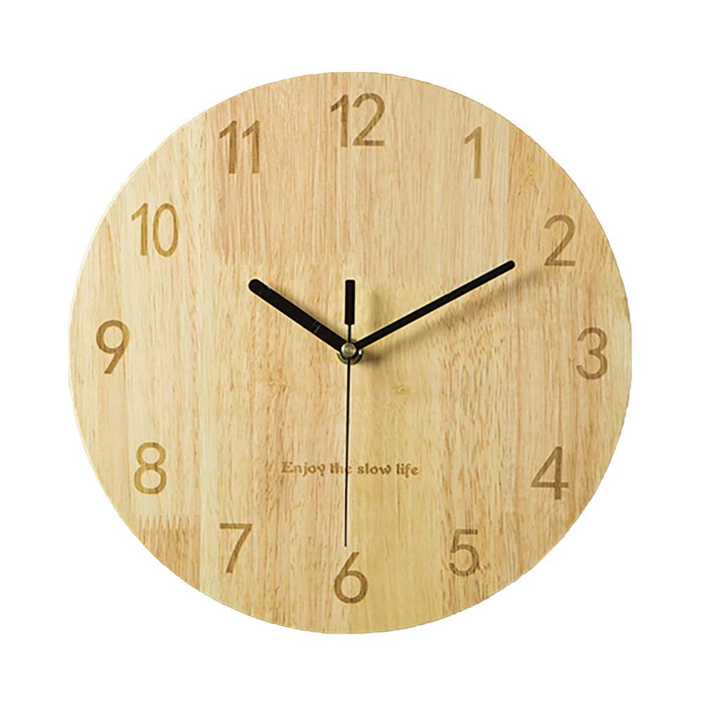 Horloge murale en bois 30 cm de style nordique épuré pour salon et cuisine