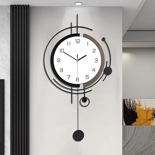 Miniatura 10 de Relojes de pared decorativos con péndulo, cuarzo de calidad silenciosa, funciona con pilas, reloj de pared grande para sala de estar, cocina, hogar,