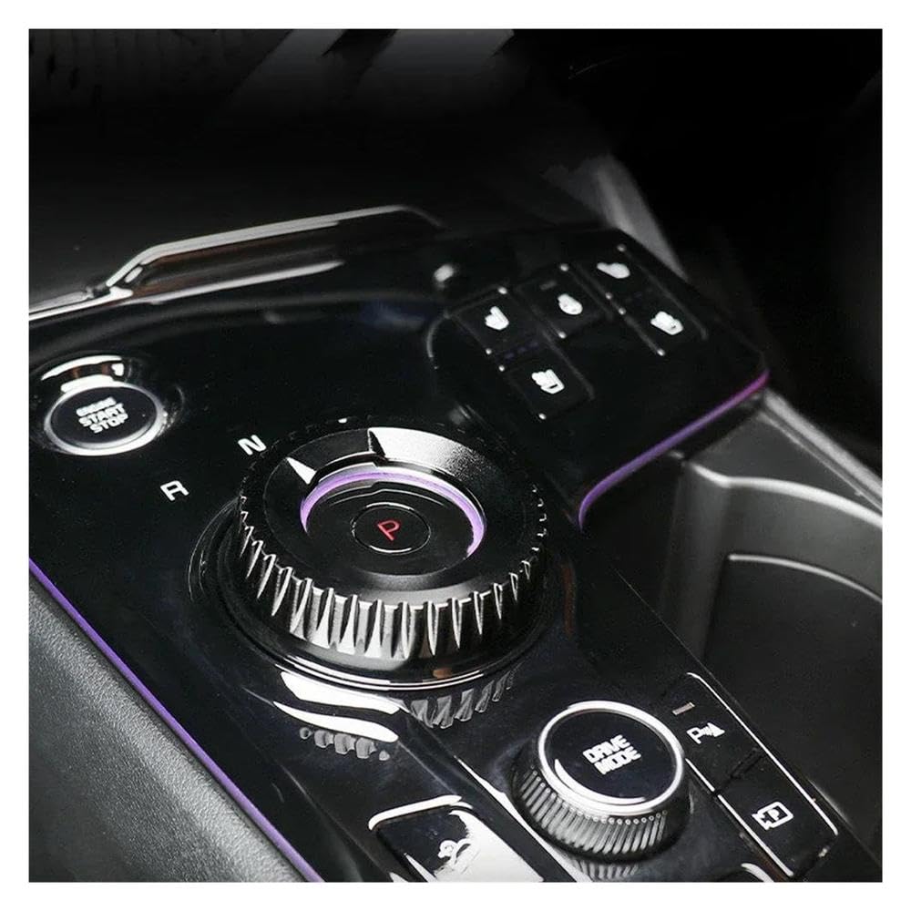HYASDBWE Aluminum Central Gear Shift Knob Ring Cover Shift Gear Trim for Kia for Sportage NQ5 for Seltos 2022-2024 Gear Shifter Parts(Black)