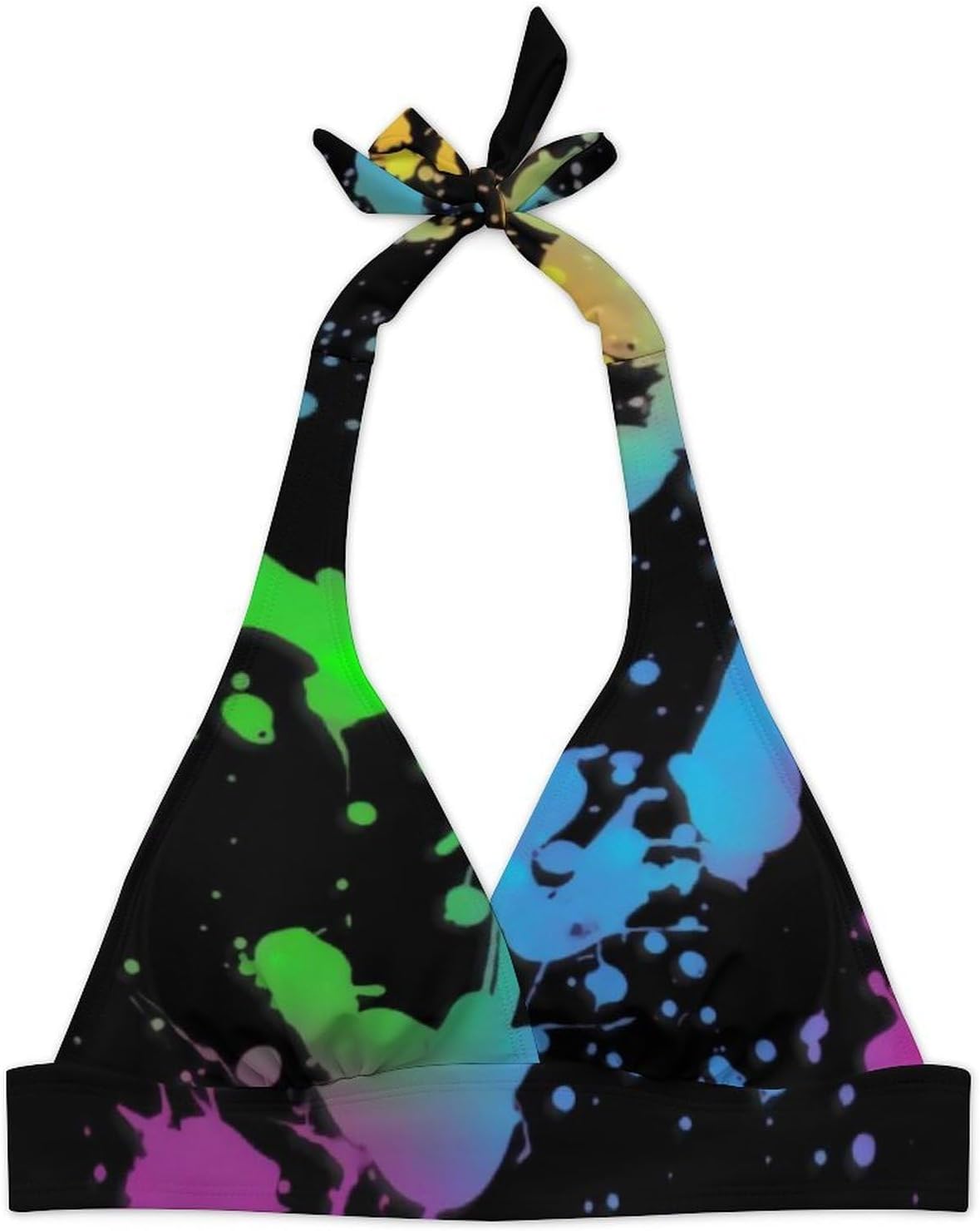 Rainbow of Neon Paint Splatters Swimsuit Swimwear, Women Adjustable Bathing Suits