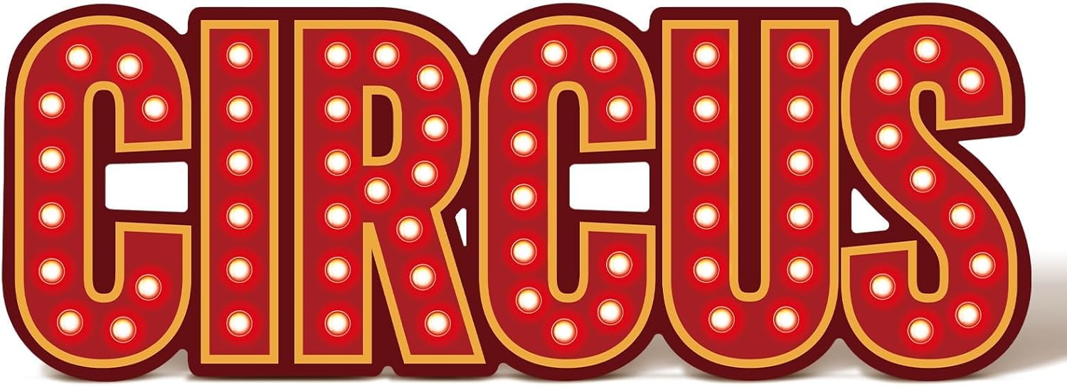 6.23 Ft Carnival Circus Letter Cardboard Cutout Stand Up Life Size Circus Party Standup Decorations Red and Yellow Carnival Themed Party Decoration Backdrop for Photo Props Supplies