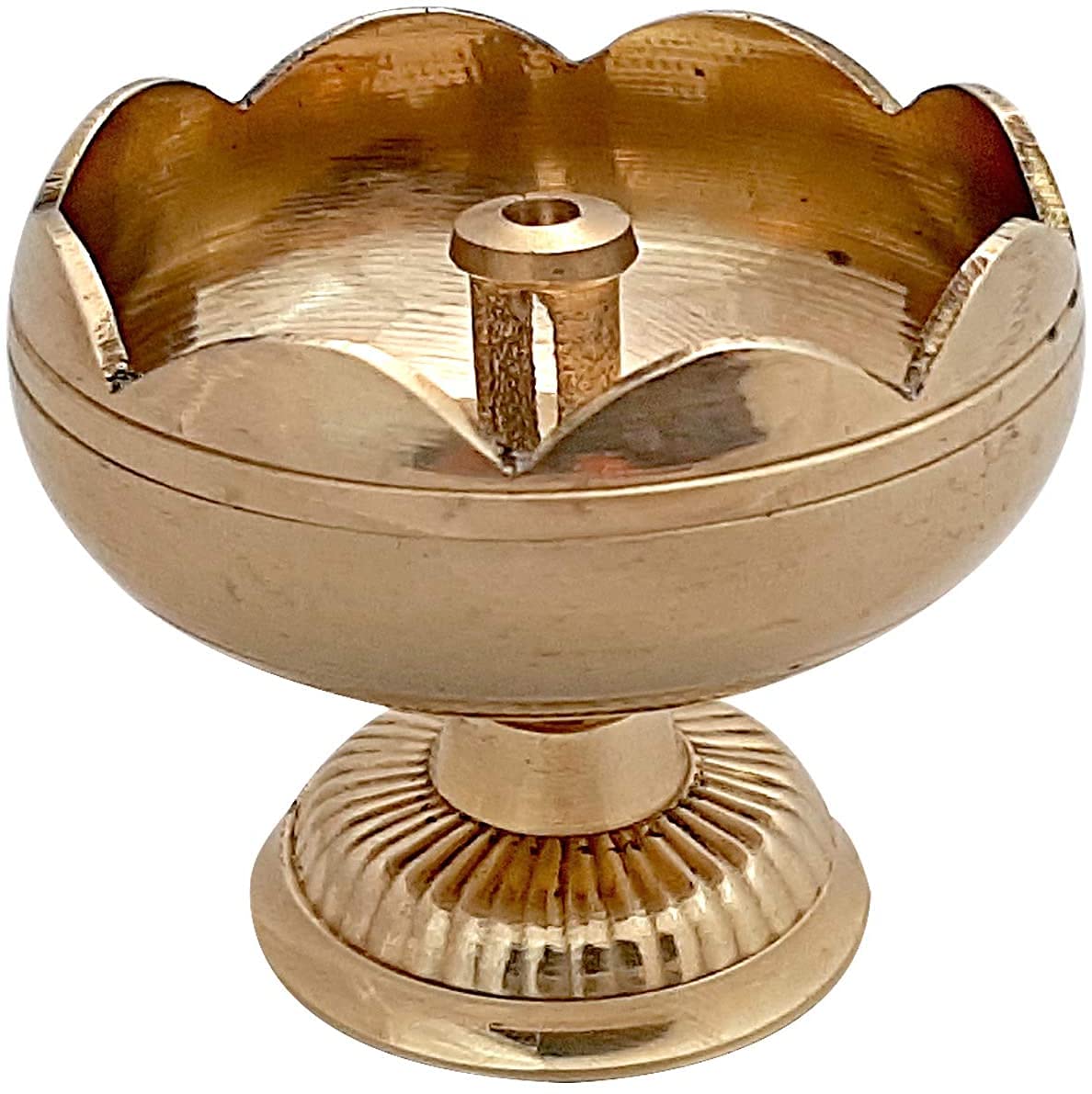 Shri Anand Flower Design Brass Diya Puja Deepak Oil Lamp Decorative Spiritual Lighting for Temple Use (Height 4 CM) 1