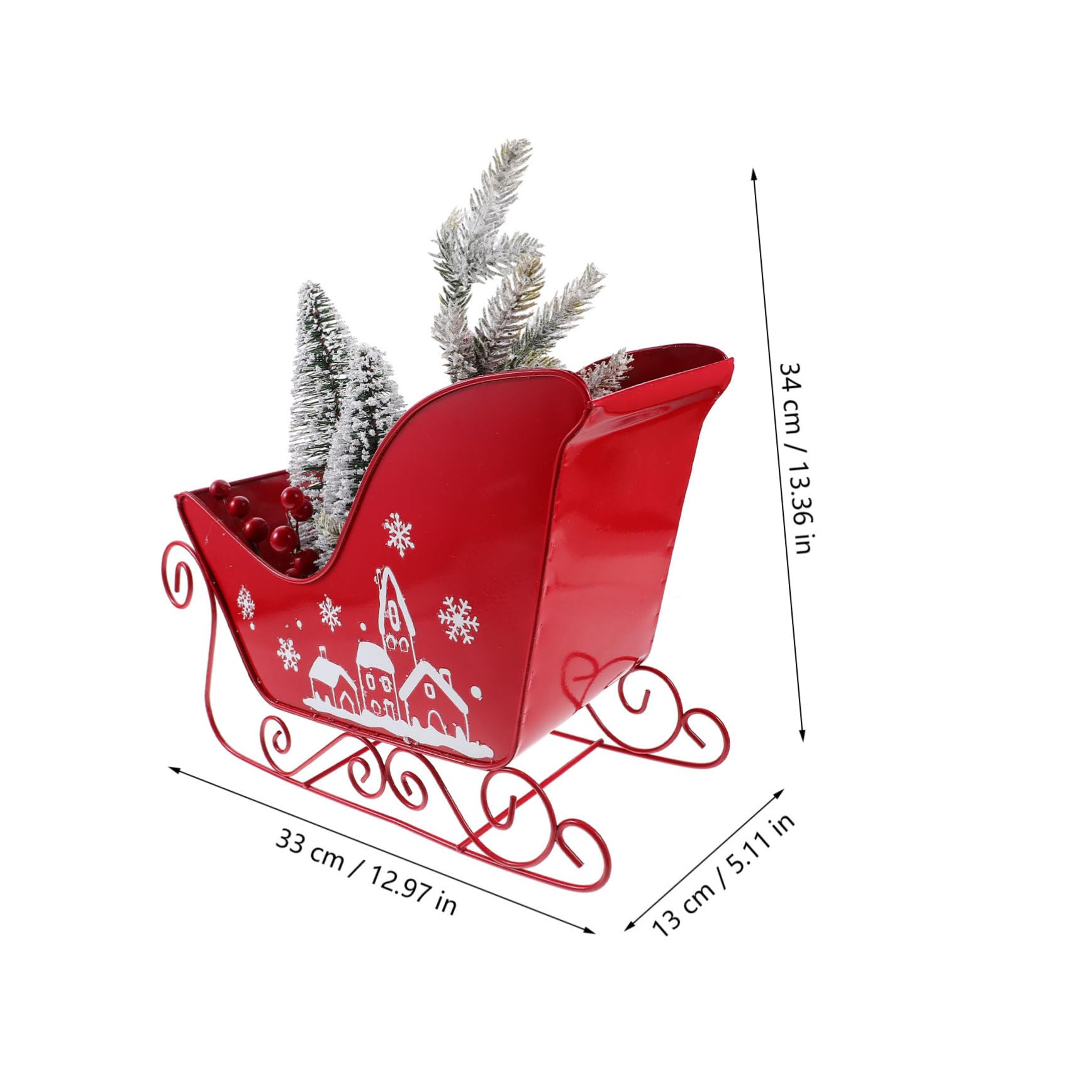 Trineo Decorativo Navideño Mediano De Resina, Adorno Clásico para Decoración Navideña del Hogar, Complemento Festivo para Mesa y Sala, Pieza Ligera y Estable