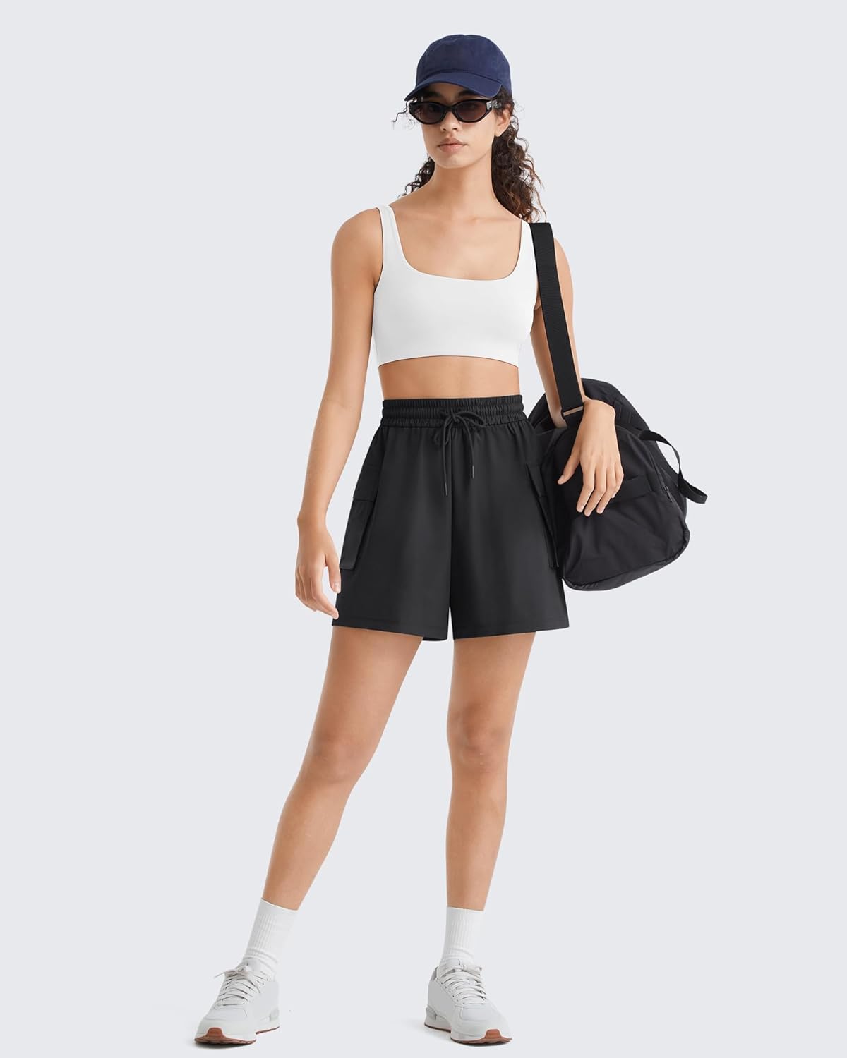 G4Free Cargo Shorts Women 4" Lightweight Drawstring Waist Water Resistant Outdoor Hiking Shorts with Pockets