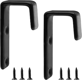 2pcs Bunk Bed Ladder Hook Brackets, 1 Inch J Hook Hanger Black Bed Hooks with PVC Coated, Heavy Duty Metal Utility Hooks Library Ladder Hardware Hooks for Bunk Bed Loft Bed Stairs