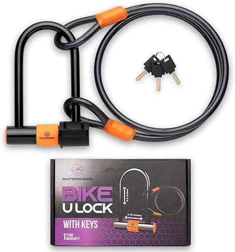 Candado de bicicleta con cable - Cerradura de bicicleta en U resistente antirrobo