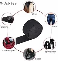 Vista 5 de ZLCHE Banda elástica plana negra de 1 pulgada x 6 yardas, bandas elásticas para peluca, elástico pesado para coser, carrete elástico de punto
