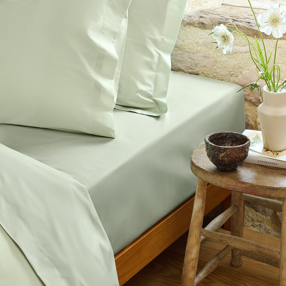 200TC Organic Cotton Fitted Sheet - Double Fitted - Green - Christy