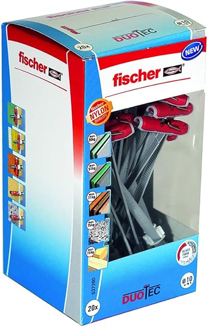 fischer 537260 Cavity Fixing, Red/Grey, DUOTEC 10, Set of 20 Pieces