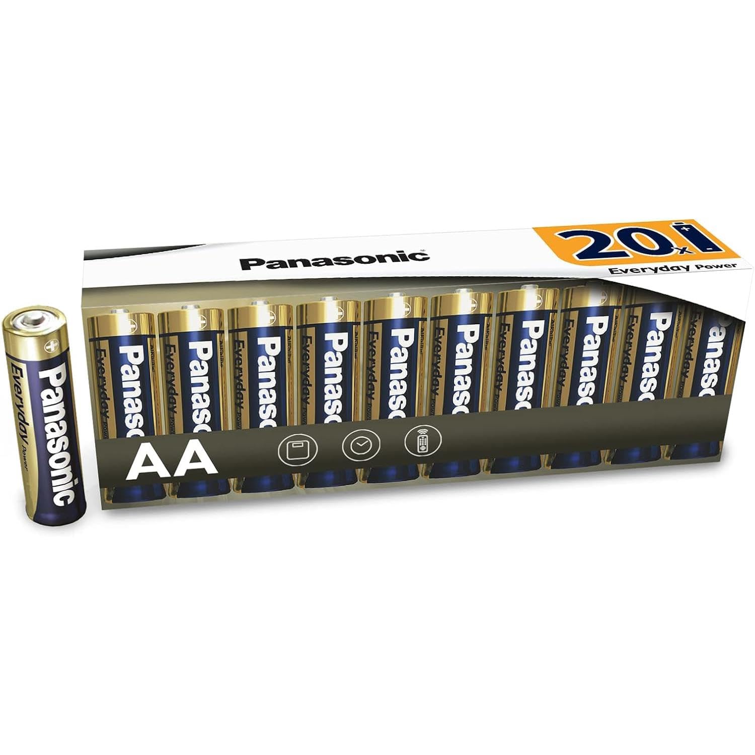 Panasonic EVERYDAY POWER AA batteries, pack of 20 alkaline batteries, AA, Mignon, LR6, 1.5V, 100% cardboard, plastic-free packaging, batteries for reliable energy in daily use