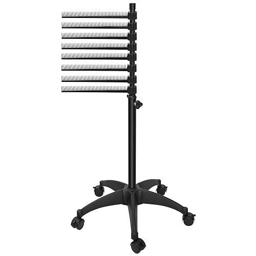 Miniatura 9 de Rejilla de pelo ajustable en altura, soporte de extensión de pelo de pie para trenzar el cabello (8 estanterías)