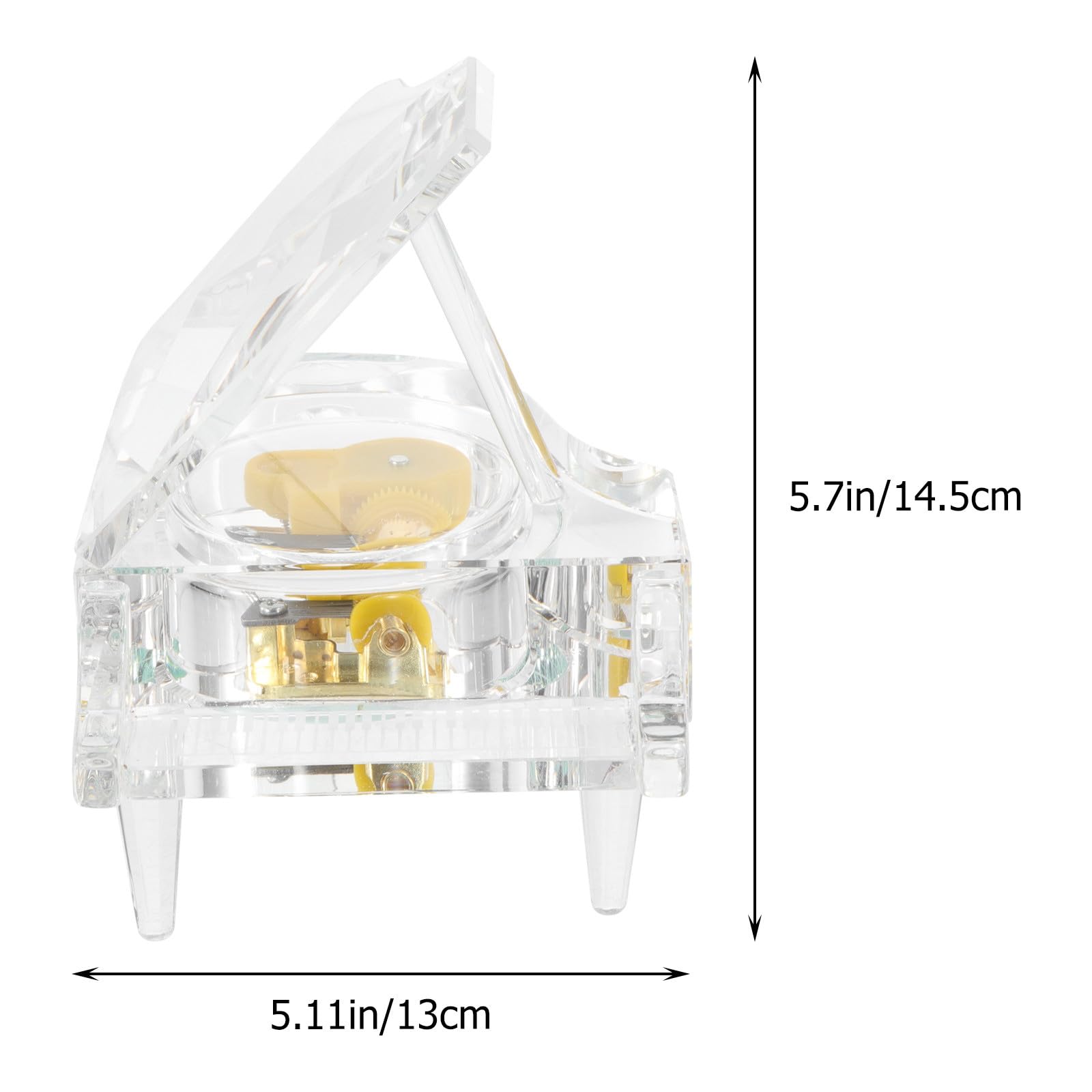 POPETPOP Caja de Música Piano Transparente de Cristal, Mini Caja Musical Decorativa, Funcional y Compacta para Escritorio, Obsequio Infantil y Decoración de Hogar, Tamaño Pequeño