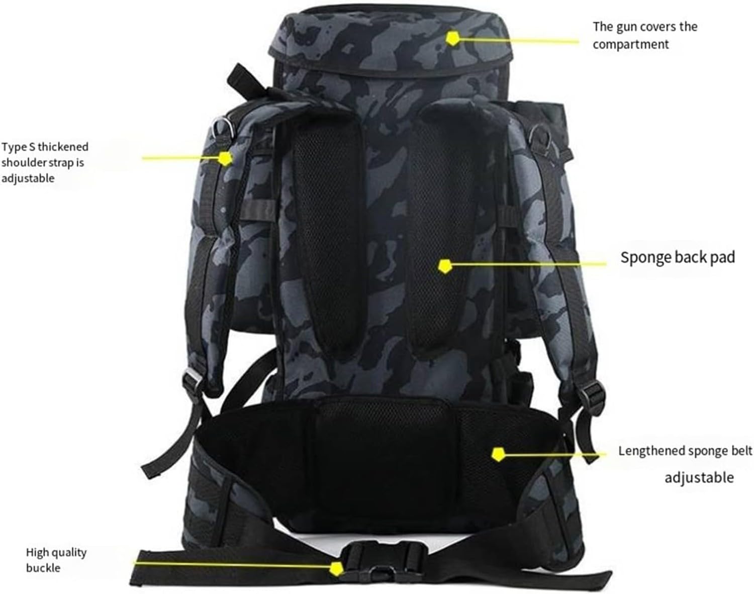 Táctico Mochila De Rifle Largo, Molle Mochila Militar, Mochilas De Asalto Militar, Caza Táctica Pesca Airsoft Gear Gun Rifle Mochila Campo De Tiro Mochila, Airsoft Armas Bolsa, Gran Capacidad F