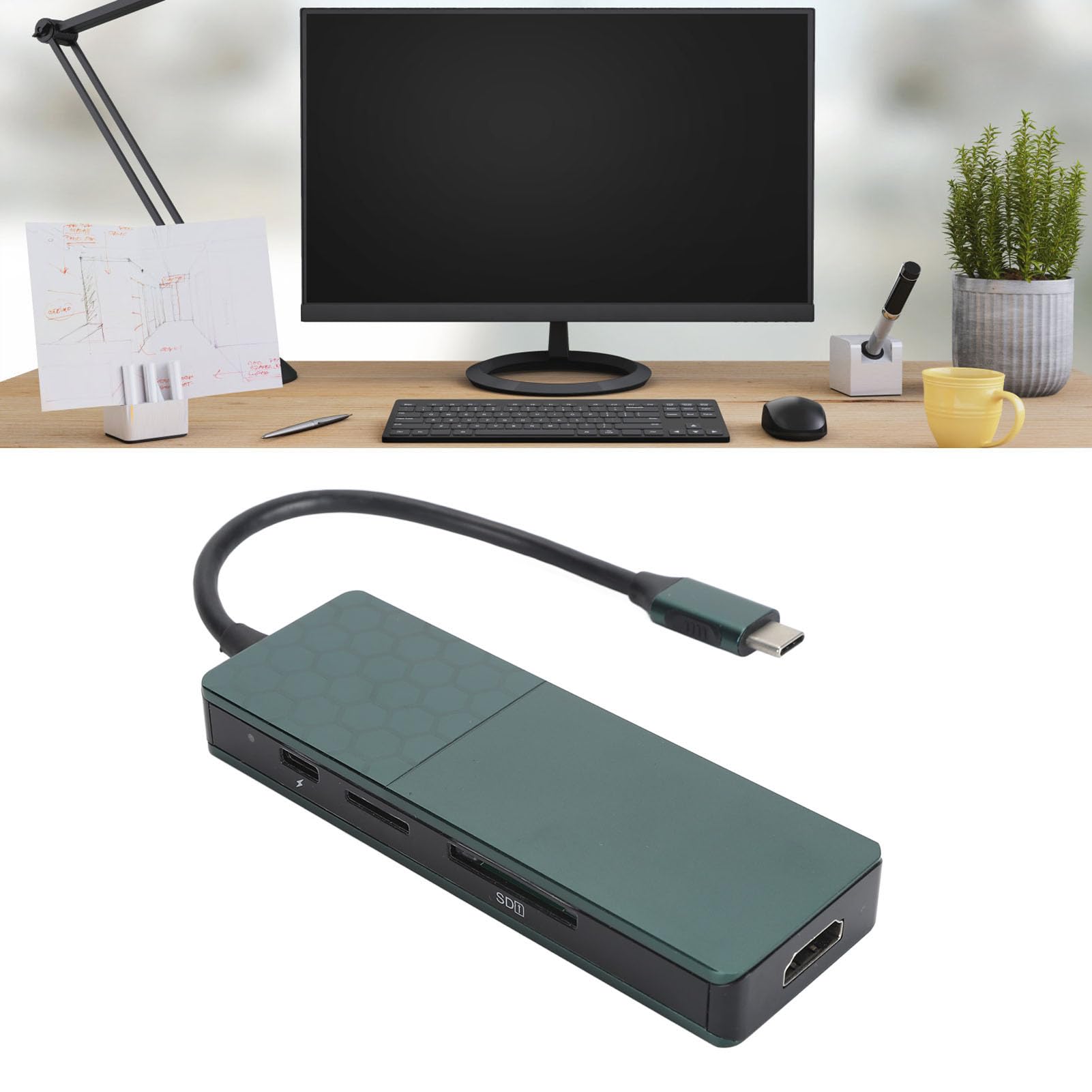 Hub 7 in 1 di Tipo C con Ricarica Rapida e Uscita 4K HD per Dispositivi e Lega di Alluminio