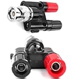 MWRF Source 2PC BNC Male Plug to 2X 4mm Dual Banana Female Jack Socket Binding Post RF Coax Coaxial Splitter Connector Adapter Adaptor (BNC Male - Banana Female)