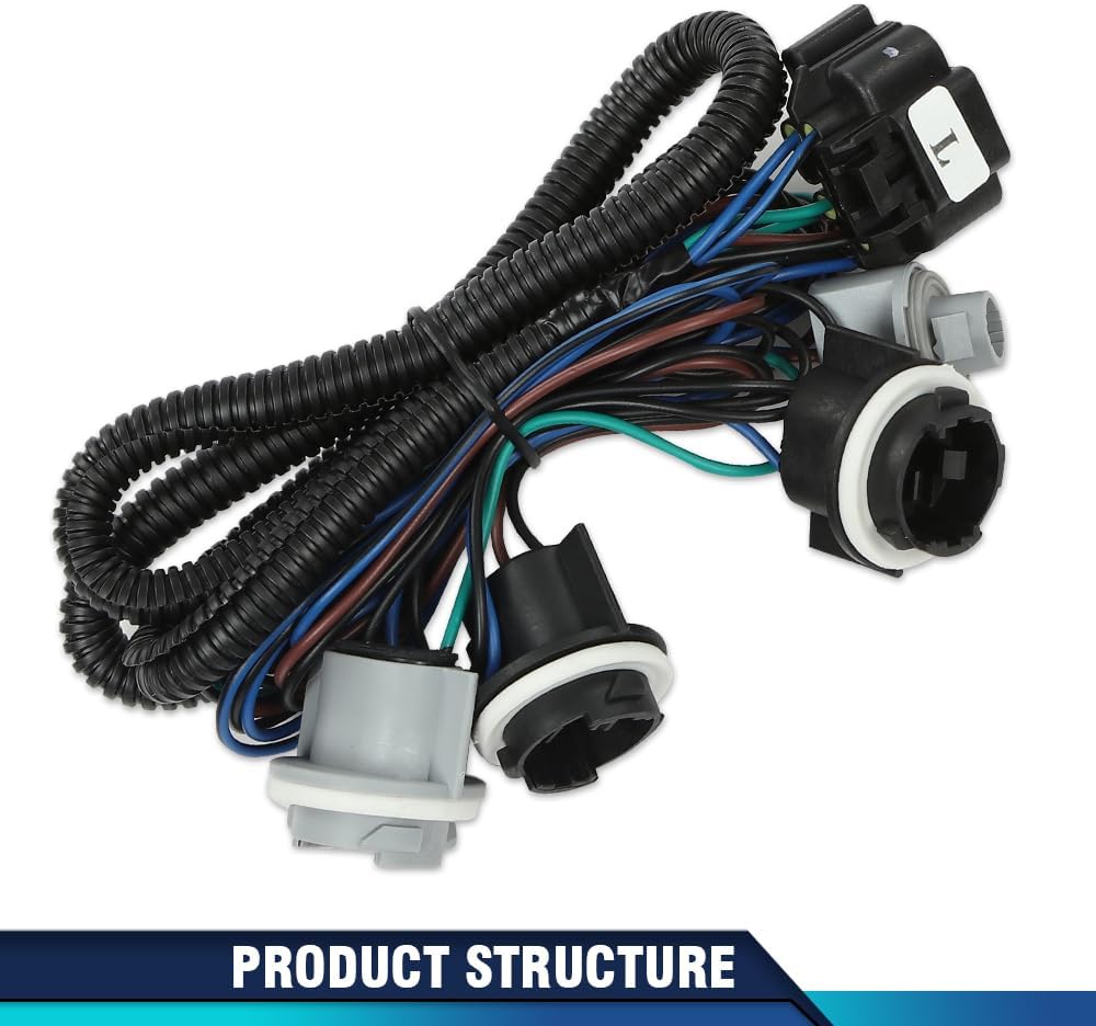 PIT66 Tail Lights Rear Light Lamp Assembly Wiring Harness Pair Compatible with Chevy Silverado 1500 1500HD 2500HD 3500 2003-2007 16531401, 16531402 Left & Right Side