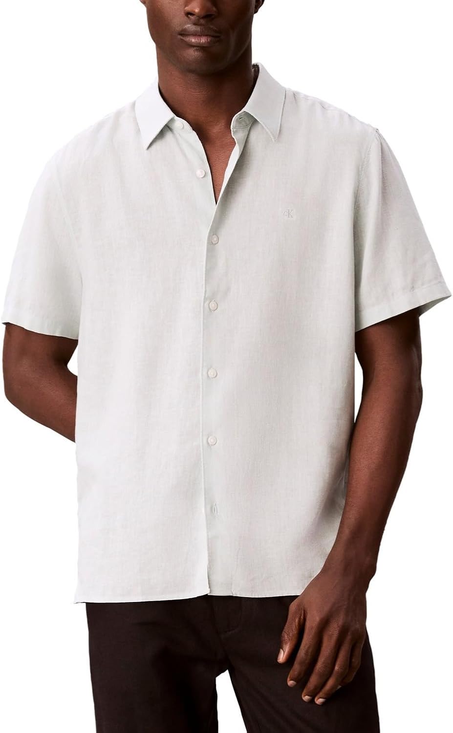 Calvin Klein Men's Short Sleeve Linen Classic Shirt