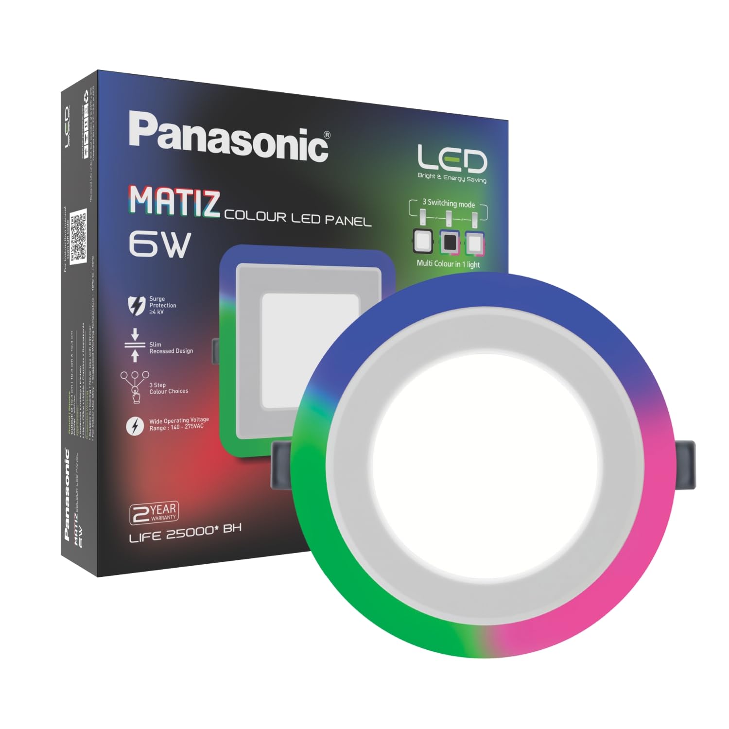 Panasonic Matiz 6W LED Panel Light, Round Dual Color 6W Cool White and Blue Color Ceilign Light for Home, Multi Color LED Panel Light-image-41