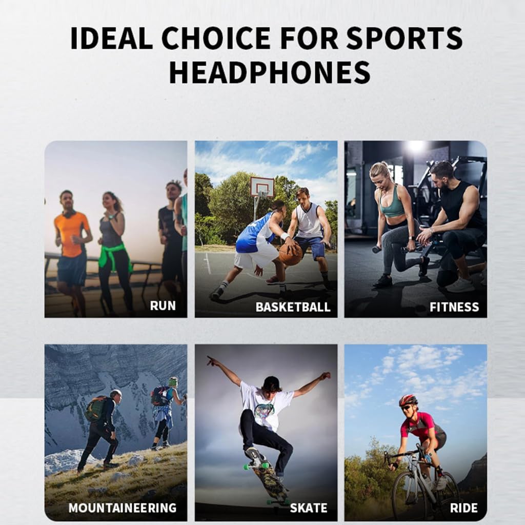 AYI True Bone Conduction Bluetooth Headphones Open Ear Headset Painless Wear Stereo Earphone 11H Playtime Lightweight Stable & Comfortable Sports Headphone for Driving Bicycling Running Skiing-White