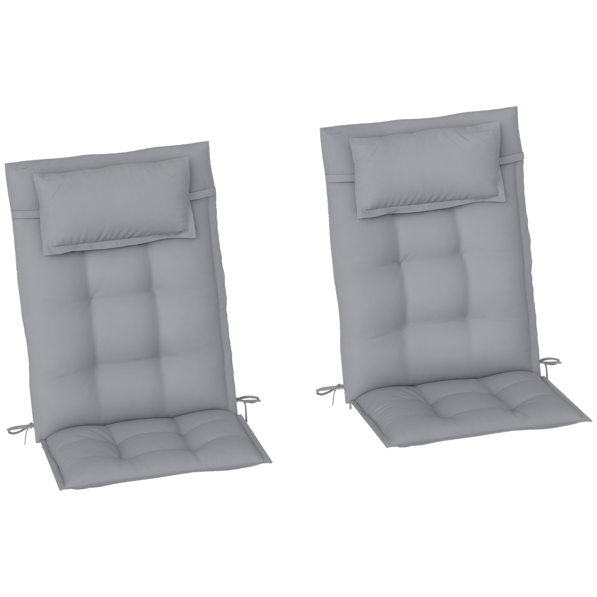 Outsunny set di 2 cuscini per sdraio Cuscino idrorepellente per sdraio da giardino Cuscino per sdraio da spiaggia Cuscino per mobili da giardino 50x116x5 cm, grigio chiaro