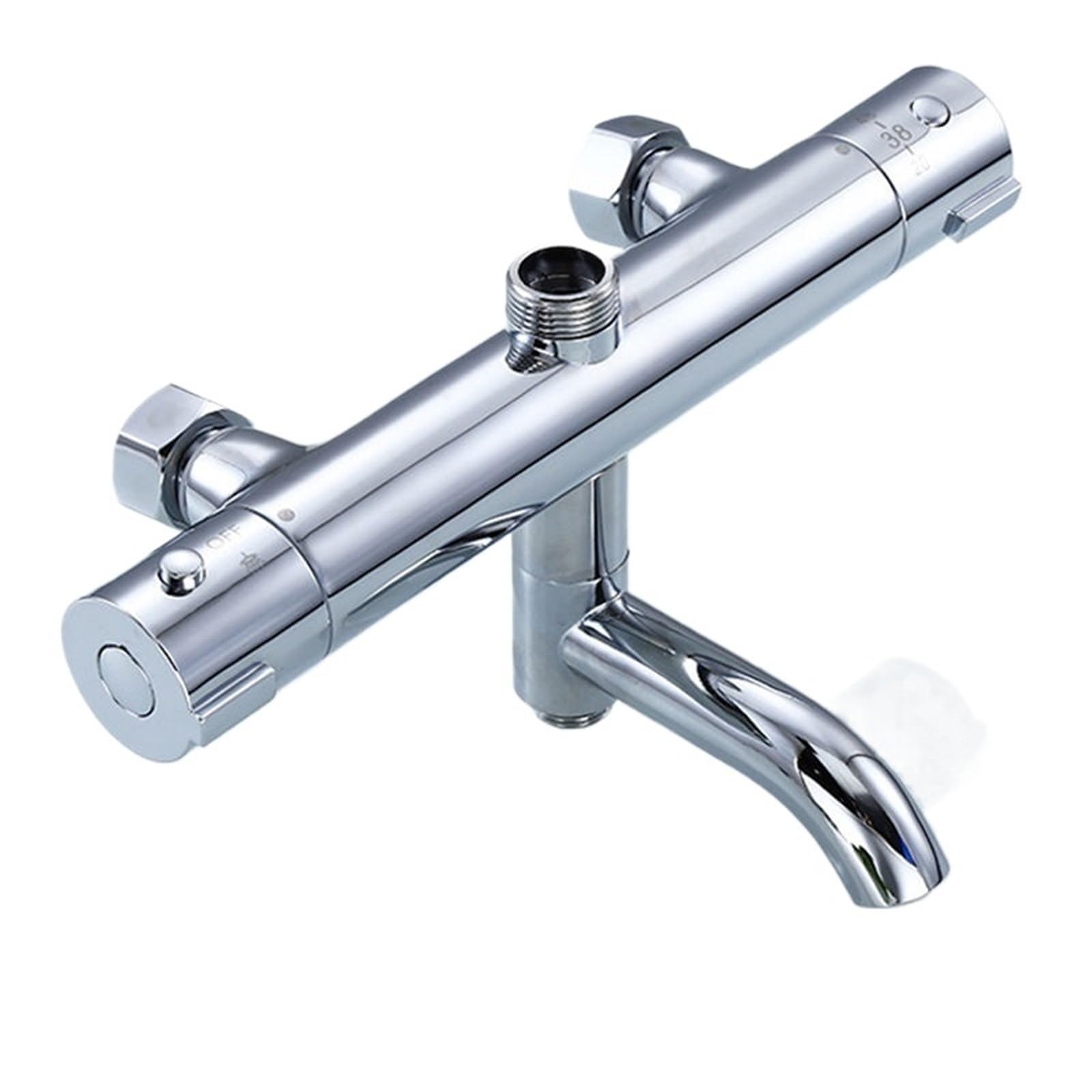 Thermostatic Shower Mixer Bathroom Thermostatic Shower Faucet Brass Chrome Mixer Value Dual Handle Temperature Control Bathtub Wall Mounted(Chrome)