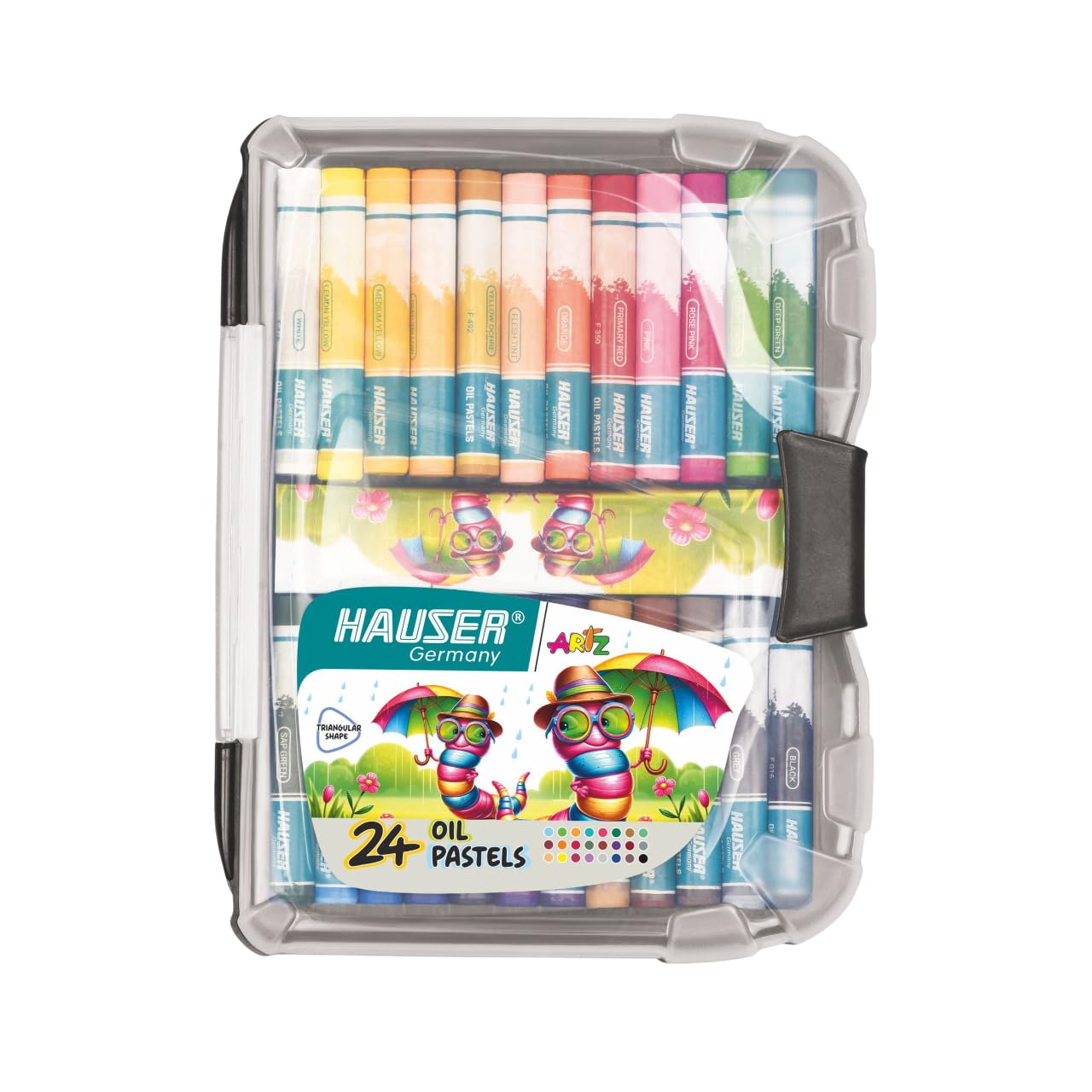 HAUSER ARTZ Oil Pastels PACK OF 2 (48 PCS) | 24 Vibrant Shades in a Durable Plastic Box, Smooth & Blendable Colors for Artists, Students, and Hobbyists - Ideal for Drawing, Sketching, and Painting