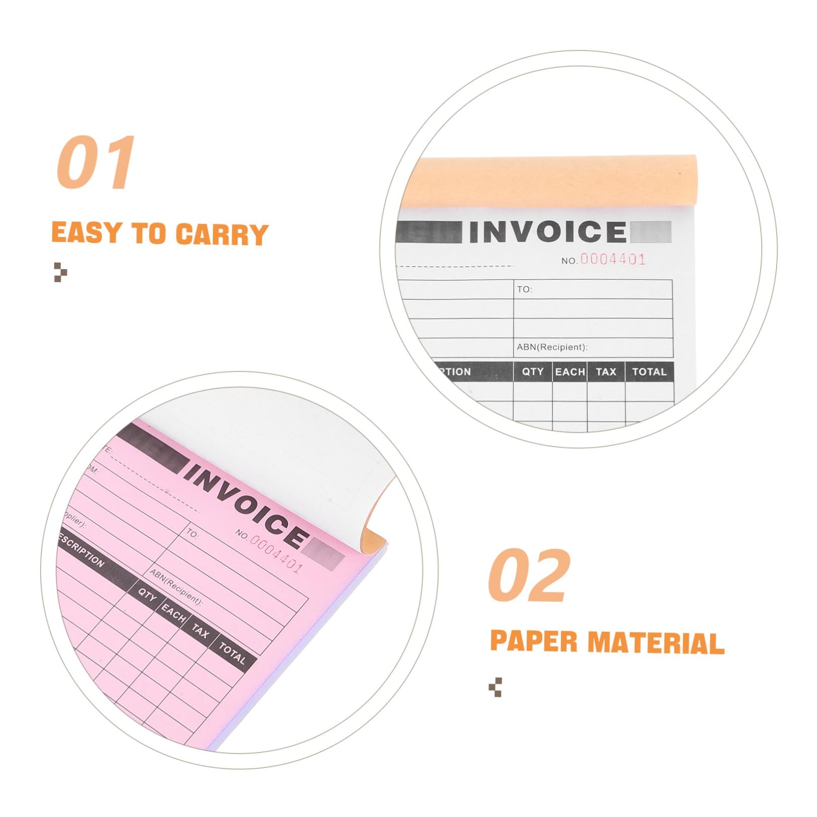 Carnet de Factures Double, 5 Pièces, Papier, avec Board Intégré