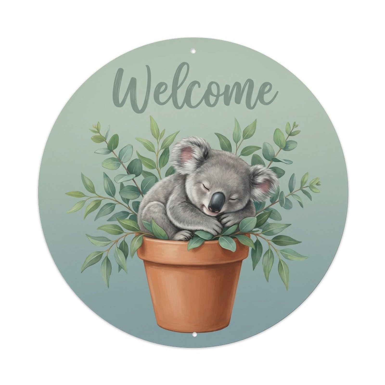 Metal Tin Sign Welcome Koala Eucalyptus Forest