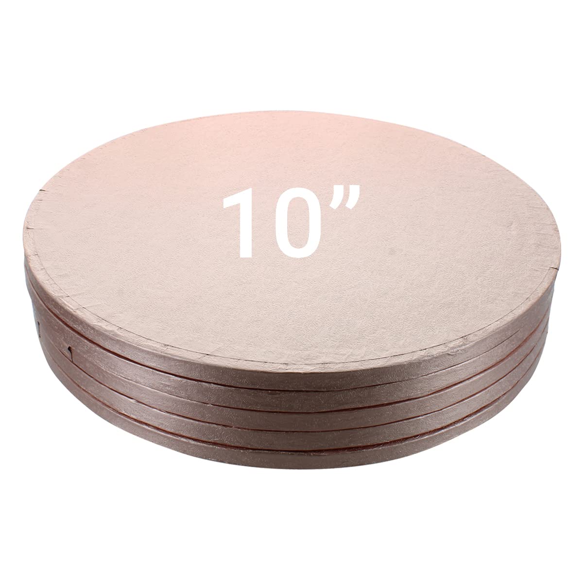 Culpitt Rose Gold Cake Boards, 10" Cake Drum, Round 10 Inch (254Mm) 0.5 Inch (13Mm) Thick - Pack Of 5