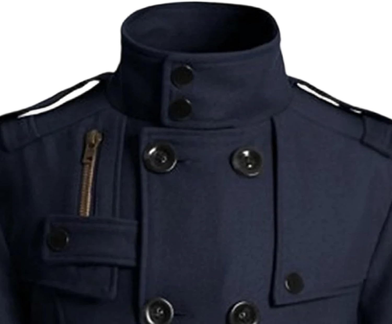 Maiyifu-GJ Men's Wool Blend Trench Coat Stand Collar Double Breasted Wool Pea Coats Casual Slim Fit Business Jacket Overcoat