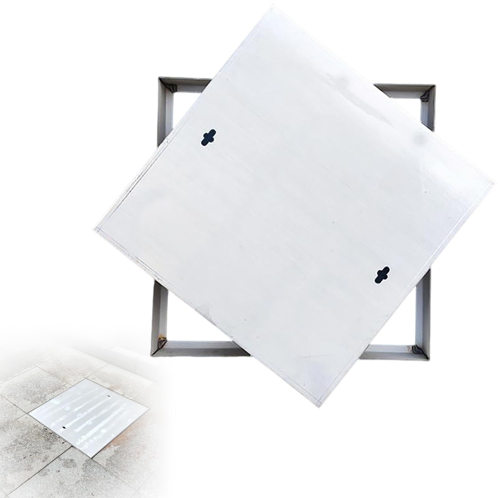 Regard en acier inoxydable encastrable 50x50 cm, la finition durable des cours