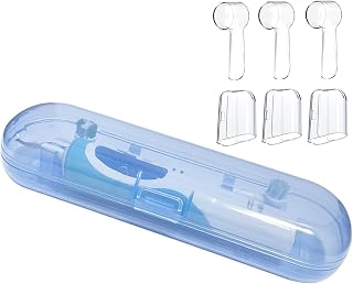Electric Toothbrush Travel Case with Toothbrush Covers, Portable Toothbrush Holder for Oral B Pro and Other Electric Toothbrush Set (Transparent Blue)