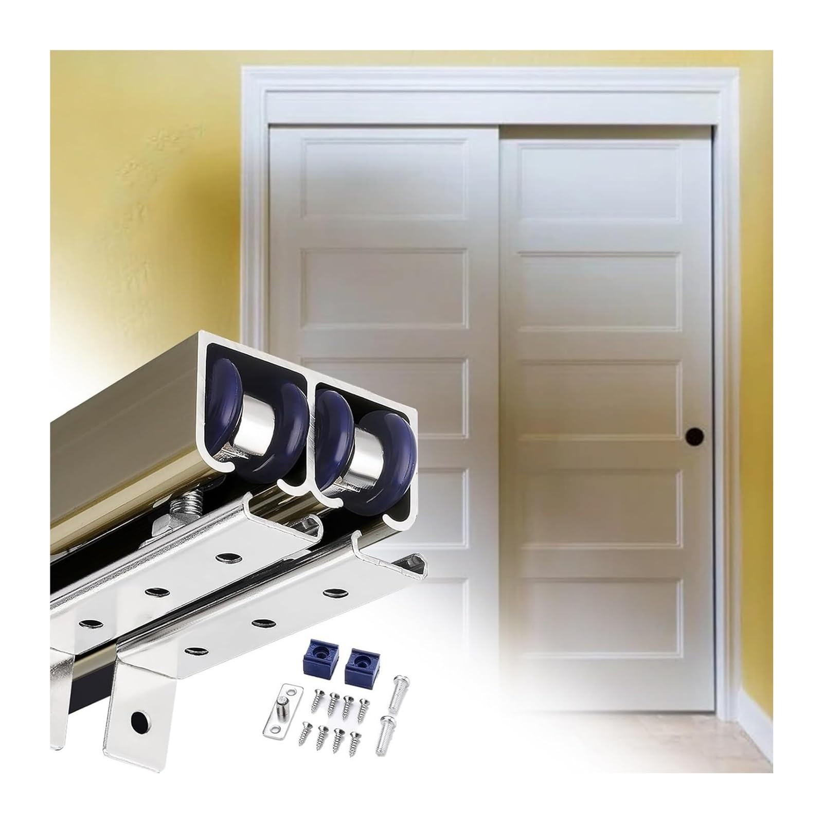 Sliding Door Track, Aluminum Double Track Sliding Door Set(Champagne,3.9m/12.8ft)