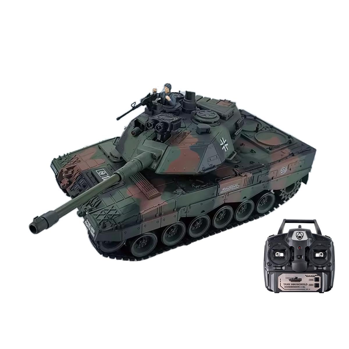 efaso Ferngesteuerter RC Panzer German Leopard 1:18 - Panzer ferngesteuert mit Schussfunktion, drehbarer Turm, Sound&Licht - German Leopard - mit Zusatz Akku
