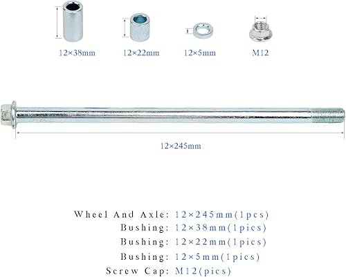 Miniatura 4 de Mokuo Eje delantero trasero de 0.472 in 9.646 in con buje de 0.197 in, 0.787 in, 1.181 in, apto para Pit Dirt Bike ciclomotor, scooter, quad, ATV,