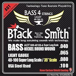 Black Smith 40-100 35″ Coated Jeu de 4 Cordes pour Basse électrique - Les Beatles, Paul McCartney, John Lennon, RIngo Starr, George Harrison