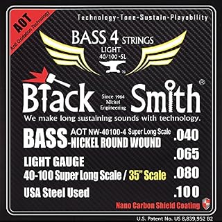 Black Smith 40-100 35″ Coated Jeu de 4 Cordes pour Basse électrique - Les Beatles, Paul McCartney, John Lennon, RIngo Starr, George Harrison