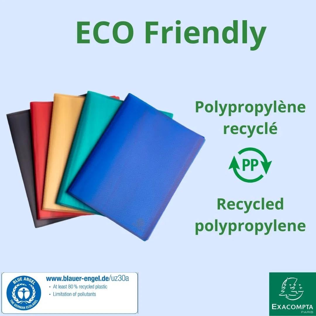 Exacompta 10 Protège-Documents Opak recyclé A4 100 Pochettes Assorties