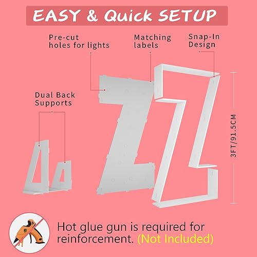 Vista 198 de Marco de números iluminados de 4 pies precortado, números de marquesina gigante, números 7, números de mosaico para globos, decoraciones de Número