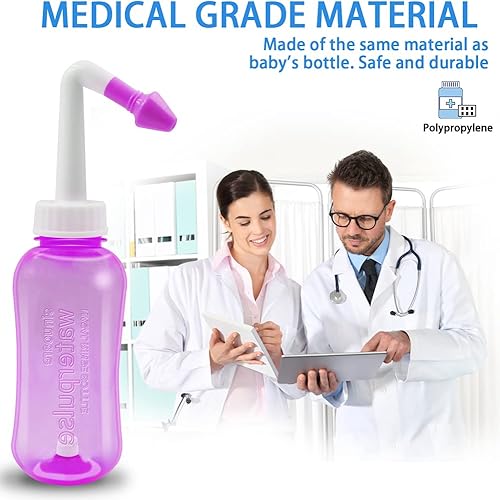 Vista 13 de Botella de lavado nasal, enjuague nasal Abnaok y riego nasal, botella de lavado nasal, dispositivo de riego nasal, perfecto para adultos y niños